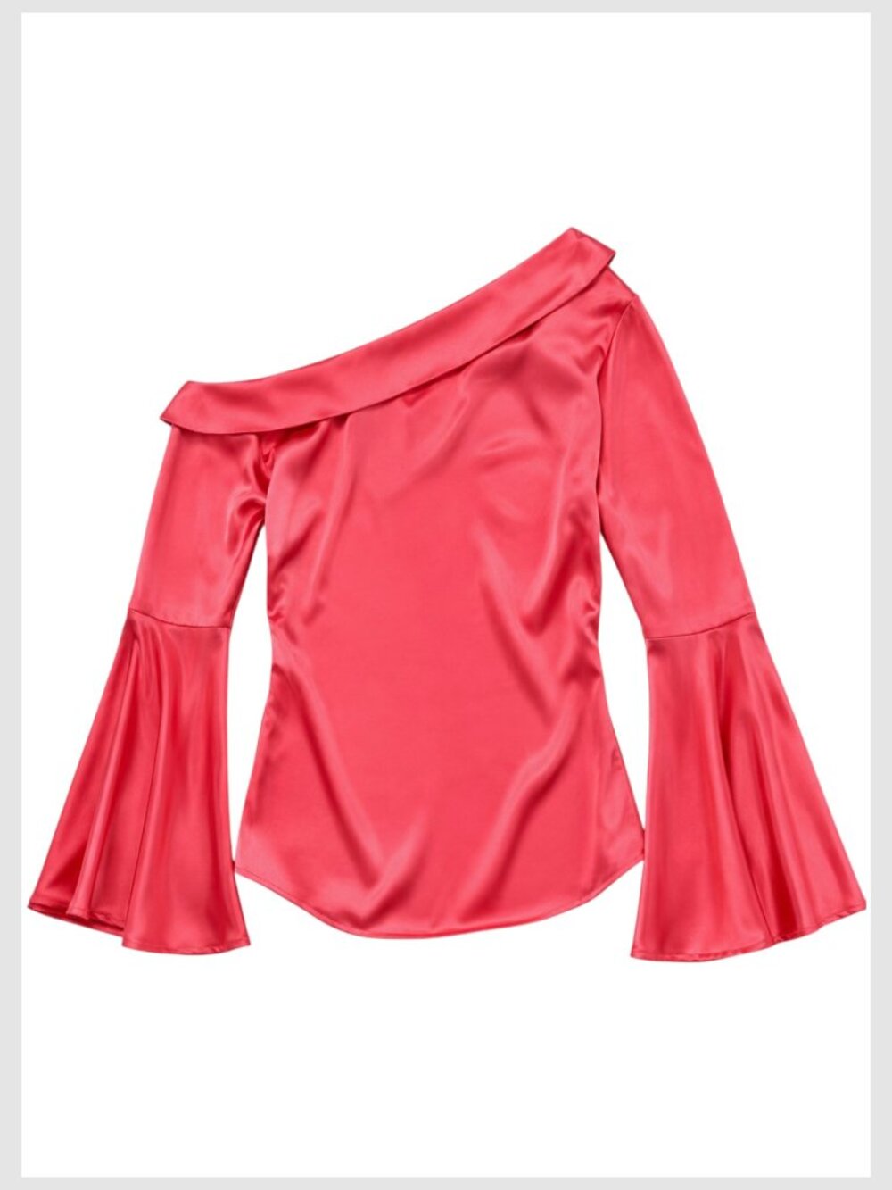 Banana Republic Blouse Coral One Shoulder Bell Sleeve S - Picture 5 of 10